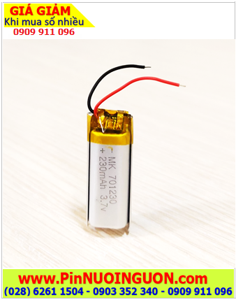LiPolymer 701230, Pin sạc 3.7v LiPolymer 701230 với 230mAh (7mmx12mmx30mm) /có sẳn mạch sạc