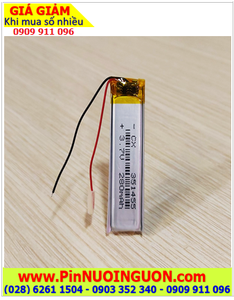 Lipo 351455, Pin sạc 3.7v Li-Polymer 351455 (với 280mAh, 3.5mmx14mmx55mm) /Đã gắn mạch sạc sẳn