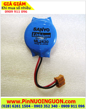 Sanyo ML2430; Pin sạc 3V Lithium Sanyo CR2430 chính hãng /Xuất xứ NHẬT (Dây Zắc cắm)