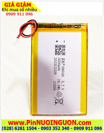 Lipo 6060100, Pin sạc 3.7v LiPo 6060100 (5000mAh, 6mm x 60mm x 100mm), Đã gắn sẳn mạch sạc