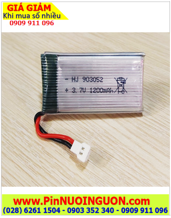 Lipo 903052, Pin sạc 3.7v Lipolymer 903052 (1200mAh, 9mmx30mmx52mm) /Đã gắn sẳn mạch sạc