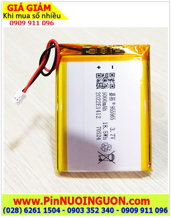 Lipo 955565, Pin sạc 3.7v Lipolymer 955565 (5000mAh, 9.5mmx55mmx65mm) /Đã gắn sẳn mạch sạc