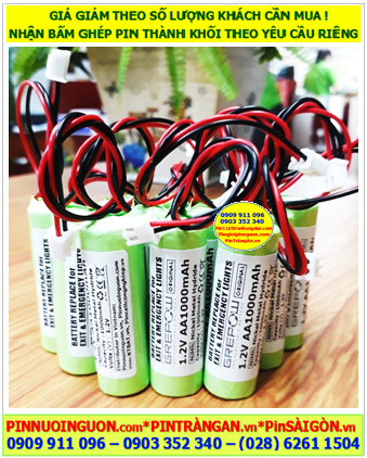 NiM 1.2v-AA1000mAh, Pin sạc 1.2v-AA1000mAh, Pin sạc công nghiệp 1.2v-AA1000mAh (Đã có gắn ZẮC)