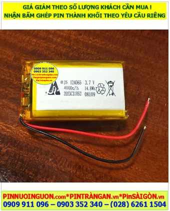 Lipo 124265, Pin sạc 3.7v Li-Polymer 124265 (4000mAh, 12mmX42mmX65mm) /Đã gắn mạch sạc