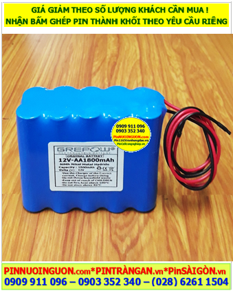 Pin sạc 12v-AA1800mAh, Pin nuôi nguồn 12v-AA1800mAh, Pin sạc GREPOW 12v-AA1800mAh chính hãng
