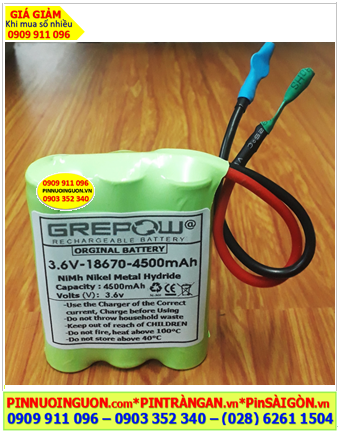 Pin sạc 3.6v-18670-4500mAh, Pin sạc NiMh 3.6v-18670-4500mAh, Pin sạc chất lượng cao Grepow 3.6v-18670-4500mAh