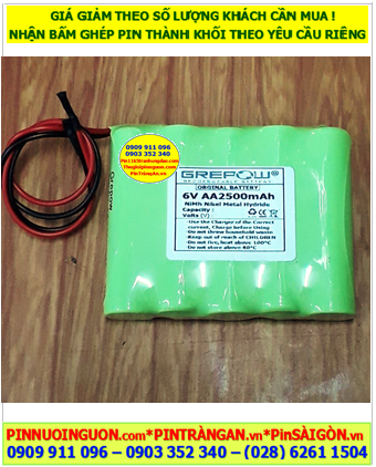 Pin sạc 6v-AA2500mAh, Pin nuôi nguồn 6v-AA2500mAh, Pin sạc chất lượng cao GREPOW 6v-AA2500mAh chính hãng