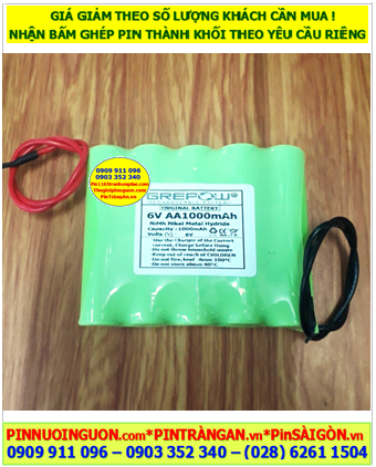 Pin sạc 6v-AA1000mAh, Pin sạc NiMh 6v-AA1000mAh, Pin sạc chất lượng cao GREPOW 6v-AA1000mAh