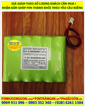Pin sạc 7.2v-AA2500mAh, Pin nuôi nguồn 7.2v-AA2500mAh, Pin sạc công nghiệp GREPOW 7.2v-AA2500mAh