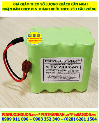 Pin sạc 9.6v-AA700mAh, Pin sạc NiMh 9.6v-AA700mAh, Pin sạc chất lượng cao GREPOW 9.6v-AA700mAh