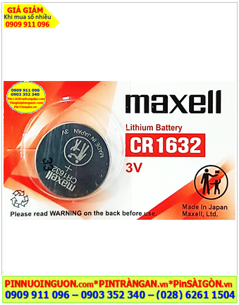 Maxell CR1632, Pin đồng xu 3v lithium Maxell CR1632 chính hãng /MẪU MỚI 