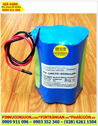 Pin sạc 6V-18670-4500mAh, Pin sạc công nghiệp chất lượng cao GREPOW 6V-18670-4500mAh chính hãng