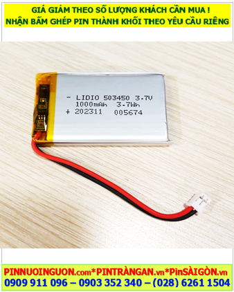 Lipolymer 503450, Pin sạc 3.7v Li-polymer 503450 (5mmx34mmx50mm) 1000mAh /Đã có mạch sẳn