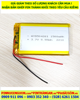 Lipo 504261, Pin sạc 3.7v Lipolymer 504261 (1500mAh, 5mmx42mmx61mm) /Đã gắn sẳn mạch sạc