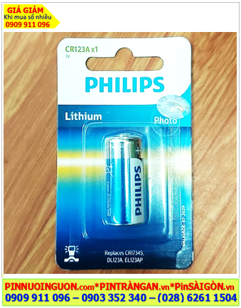 Pin CR123A _Pin DLCR123A CR17345; Pin 3v lithium Philips DLCR123A chính hãng _ Giá/ Vỉ 1viên