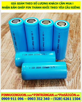 Pin sạc 18500; Pin sạc 3.7v Lithium Li-ion ICR18500 (1500mAh, 18mmx50.5mm) chính hãng