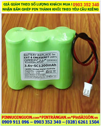 Pin đèn Exit thoát hiểm 3.6v-SC1200mAh, Pin đèn sự cố khẩn cấp 3.6v-SC1200mAh, Pin sạc GREPOW 3.6v-SC1200mAh