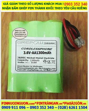Pin sạc 3.6v-AA1300mAh, Pin điện thoại bàn không dây NiMh 3.6V-AA1300mAh chính hãng/B.hành 06 tháng