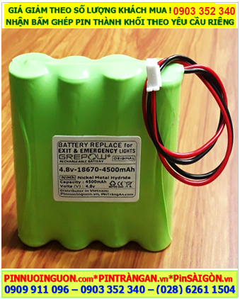 Pin sạc 4.8v-18670-4500mAh, Pin sạc NiMh GREPOW 4.8v-18670-4500mAh chất lượng cao