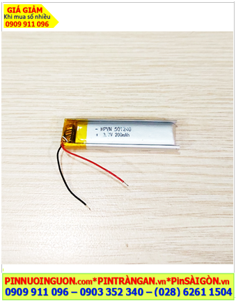 Lipo 501240, Pin tai nghe Bluetooth 501240 (5.0mmx12mmx40mm) Pin sạc Lipolymer 3.7v 200mAh