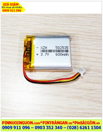 Lipolymer 582535, Pin sạc 3.7v Li-polymer 582535 (5.8mmx25mmx35mm) 600mAh /Đã có mạch sẳn
