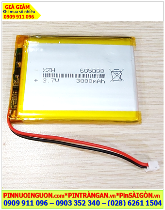 Lipolymer 605080, Pin sạc 3.7v Li-polymer 605080 (6mmx50mmx80mm) 3000mAh /Đã có mạch sẳn