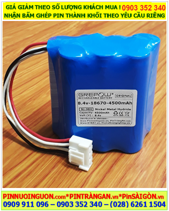 Pin sạc 8.4v-18670-4500mAh, Pin sạc NiMh 8.4v-18670-4500mAh, Pin sạc GREPOW 8.4v-18670-4500mAh chất lượng cao 