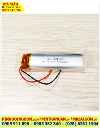 Lipo 801350, Pin tai nghe Bluetooth 801350 (8mmx13mmx50mm) Pin sạc Lipolymer 3.7v 500mAh