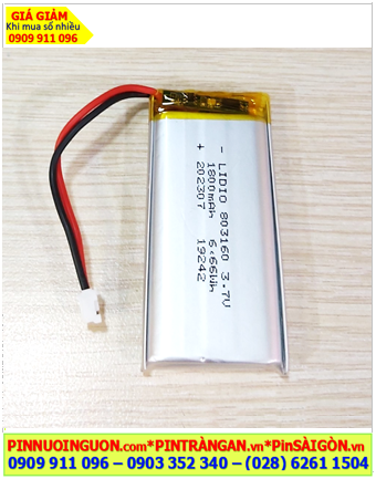 Lipolymer 803160, Pin sạc 3.7v Li-polymer 803160 (8mmx31mmx60mm) 1800mAh /Đã có mạch sẳn