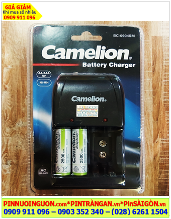 Camelion BC-0904SM (2NH-AA2500ARBP2) Bộ sạc pin AA kèm 2 pin sạc Camelion AlwaysReady AA2500mAh 1.2v