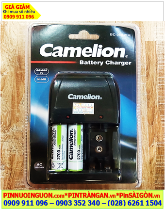 Bộ sạc pin AA Camelion BC-0904SM kèm 2 pin sạc Camelion NH-AA2700ARBP2 (2700mAh 1.2v)