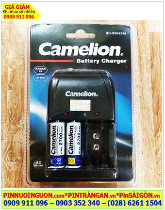Camelion BC-0904SM _Bộ sạc pin AA kèm sẳn 2 pin sạc Camelion AA2700mAh 1.2v Lockbox