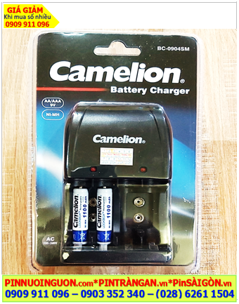 Camelion BC-0904SM, Bộ sạc pin AAA kèm 2 pin Camelion NH-AAA1100LBP2 LOCKBOX (4 khe sạc, Mỗi lần 2-4 pin AA hoặc AAA)