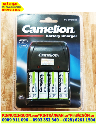 Camelion BC-0904SM, Bộ sạc pin AA kèm sẳn 4 pin sạc Camelion NH-AA2700ARBP2 AlwaysReady-1.2v