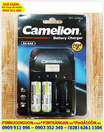 Camelion BC-0905A; Bộ sạc BC-0905A kèm 2 pin sạc Camelion NH-AA2500ARBP2 (AA2500mAh 1.2v)