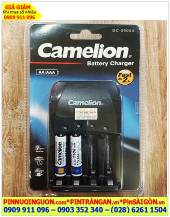 Camelion BC-0905A Bộ sạc kèm sẳn 2 pin sạc Camelion NH-AAA1100ARBP2 Lockbox -1.2v
