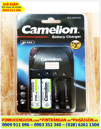 Camelion BC-0905A _Bộ sạc 2giờ BC-0905A kèm 2 pin sạc Camelion NH-AA2700ARBP2 (AA2700mAh 1.2v)