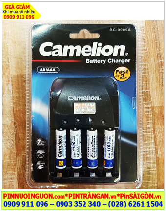 Camelion BC-0905A; Bộ sạc BC-0905A kèm 4 pin sạc Camelion NH-AAA1100LBP2 (AAA1100mAh 1.2v) 