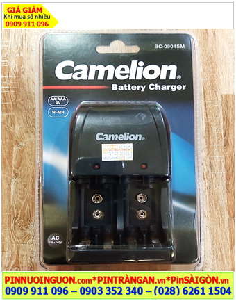 Camelion BC-0904SM; Máy sạc pin 9v Camelion BC-0904SM _ 04 khe sạc _Sạc được 2-4 Pin AA-AAA-9v