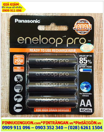 Pin máy ảnh Kỹ thuật số _Pin sạc AA Panasonic Eneloop Pro BK-3HCCE/4BT, HR6 AA 2550mAh chính hãng (Xuất xứ NHẬT)