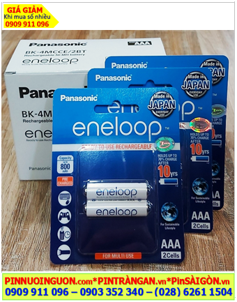 COMBO mua 01hộp=10vỉ (vỉ 2viên) Pin sạc AAA 800mAh 1.2v Eneloop BK-4MCCE, Giá chỉ 1.690.000/hộp