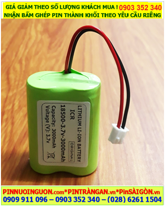 ICR18500-3.7v-3000mAh, Pin sạc 3.7v Lithium ICR18500 3000mAh /Nhận bấm ghép pin thành bộ