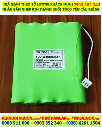 Pin sạc 12v-A3000mAh, Pin sạc NiMh 12v-A3000mAh, Pin GREPOW 12v-A3000mAh chính hãng