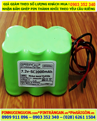 Pin sạc 7.2v-SC2000mAh, Pin sạc NiMh 7.2v-SC2000mAh, Pin GREPOW 7.2v-SC2000mAh chất lượng cao