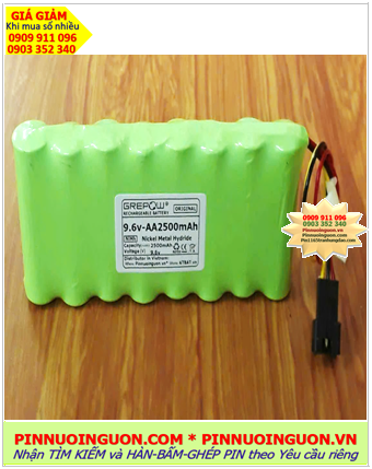Pin sạc 9.6v-AA2500mAh, Pin sạc NiMh 9.6v-AA2500mAh, Pin sạc GREPOW 9.6v-AA2500mAh chính hãng