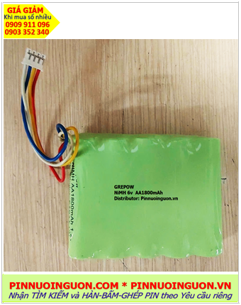 Pin sạc 6v-AA1800mAh, Pin sạc NiMh 6v-AA1800mAh, Pin sạc GREPOW 6v-AA1800mAh chính hãng