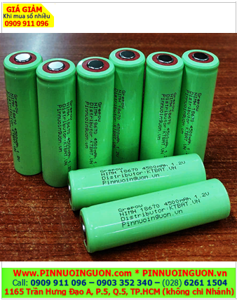 Pin sạc 1.2v 18670 4500mAh, Pin sạc công nghiệp Grepow NiMh 1.2v 18670 4500mAh, Cell pin Grepow 18670 4500mAh 1.2v