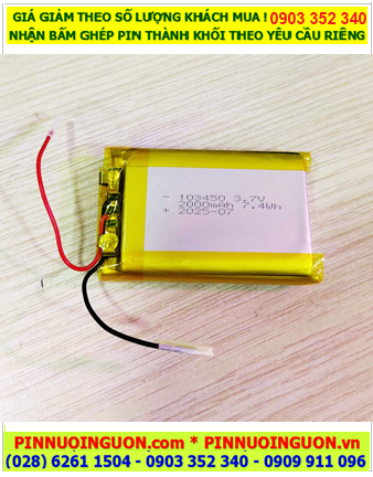 Pin FLYCAM Pin sạc 3.7v Lipolymer 103450 (2000mAh, 10mmx34mmx50mm) /Đã gắn sẳn mạch sạc