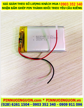 Lipolymer 603048, Pin sạc 3.7v Li-polymer 603048 (6mmx30mmx48mm) 1000mAh /Đã có mạch sẳn
