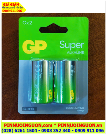 GP14AETA21-2GSBC2, Pin trung C 1.5v Super Alkaline GP14AETA21-2GSBC2 (MẪU MỚI), Vỉ 2viên